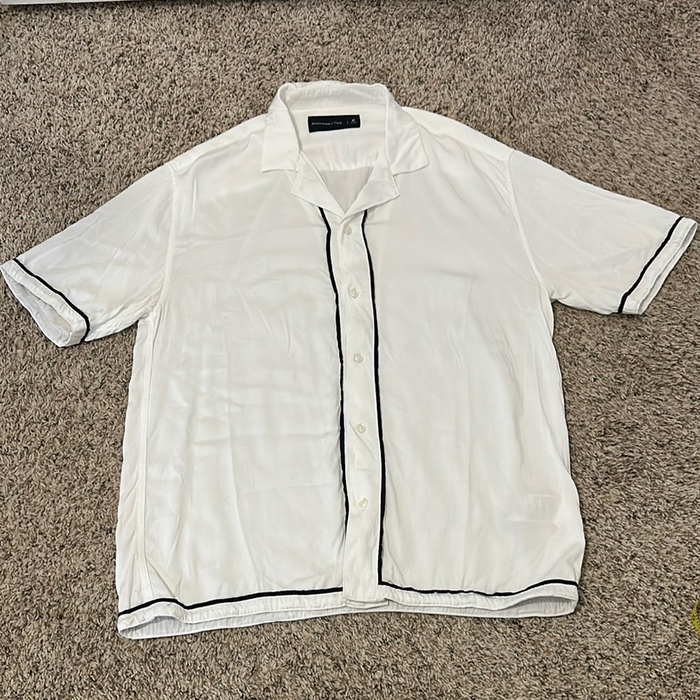 Abercrombie & Fitch White Shirt with Navy Trim